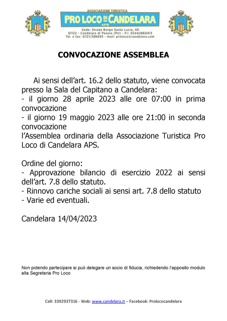 Convocazione assemblea 2023